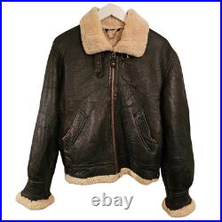 Vintage Aviator B3 Flight Brown Leather Sheepskin Shearling Bomber Jacket