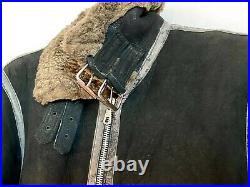 Vintage Aviator B3 Flight Mens Leather Sheepskin Shearling Bomber Jacket Coat