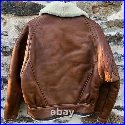 Vintage B3 Bomber Flight Leather Jacket Sheepskin Shearling Genuine French Fur