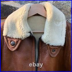 Vintage B3 Bomber Flight Leather Jacket Sheepskin Shearling Genuine French Fur