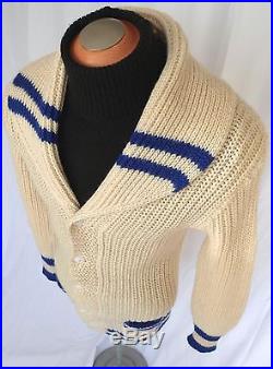 Vintage BALLANTYNE 1940’s Shawl Collar Pure WOOL CURLING COAT Cardigan Sweater