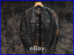 Vintage BROOKS GOLD Label Cafe Racer Steerhide Leather Jacket 60s Patina 36