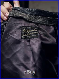 Vintage BROOKS GOLD Label Cafe Racer Steerhide Leather Jacket 60s Patina 40