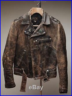 Vintage BUCO J-82 SteerHide leather Jacket 38 Small Biker Cafe Racer Patina Ric