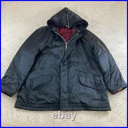Vintage B-9 Military Style Parka Coat Split Hood Rare Blue Emar Zip Quilt Lined