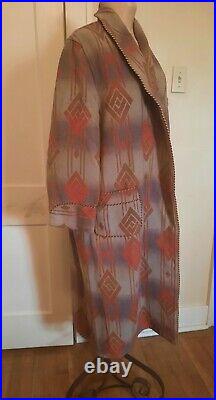 Vintage Beacon Blanket Aztec Geometric Robe Pockets Soft Wool