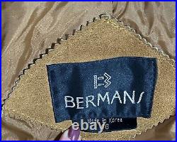 Vintage Bermans Brown Leather Fringe Western Rodeo Biker Jacket Men's Size 46