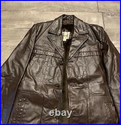 Vintage Bermans Leather Jacket Car Coat Jacket Starsky Hutch Fight Club 40 Large