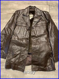 Vintage Bermans Leather Jacket Car Coat Jacket Starsky Hutch Fight Club 40 Large