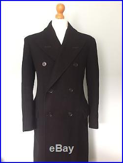 Vintage Bespoke 1940’s Jermyn Street Black Overcoat Size 40