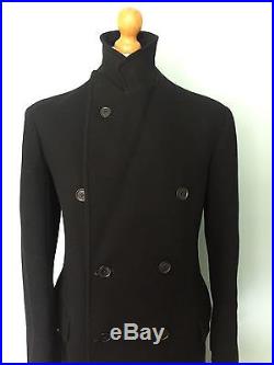 Vintage Bespoke 1940's Jermyn Street Black Overcoat Size 40