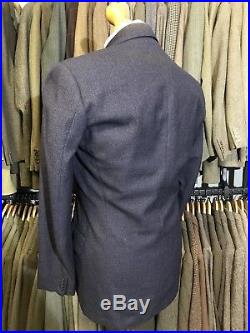 Vintage Bespoke 1940s Double Breasted Blue Suit Size 38