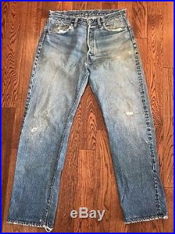 Vintage Big E Levi’s 501 Hidden Rivet Redline Denim Jeans 35 X 31.5