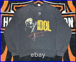 Vintage Billy Idol Whiplash Smile Crewneck Sweatshirt Sz Adult Large Made in USA