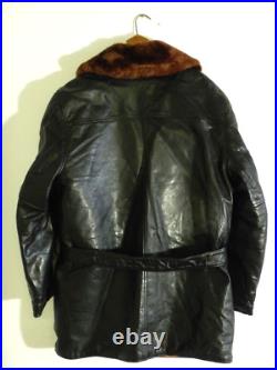 Vintage Black Leather Belted Barnstormer Jacket Size XL