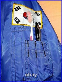 Vintage Bomber jacket royal blue extensive embroidery