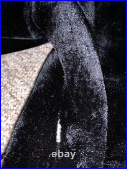 Vintage Borg Alaskan Stanley Blacker Overcoat PeaCoat Black Faux Fur Men Size 44