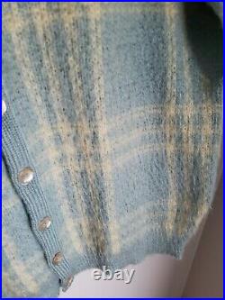 Vintage Brentwood Mohair Cardigan Cobain Sweater Grunge Fuzzy Men's Medium Blue
