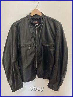 Vintage Brooks Leather Racer Jacket 50 Black USA