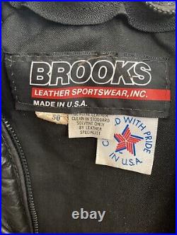 Vintage Brooks Leather Racer Jacket 50 Black USA