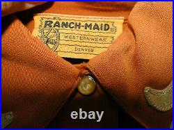 Vintage Brown GABARDINE Western Shirt Rockabilly 50s Sz L WOMENS