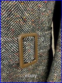 Vintage CC41 1940's vintage brown herringbone tweed overcoat size 36