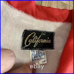 Vintage Calderon Of California Fur Lined Racing Jacket Blank Size Men's Large