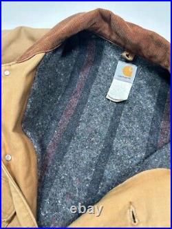Vintage Carhartt Blanket Line Canvas Work Wear Chore Barn Coat Jacket Size 48 XL