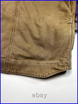 Vintage Carhartt Fleece Lined Canvas Workwear Hooded Detroit Jacket Size Large