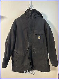 Vintage Carhartt Insulated Parka Coat Mens Size 2XL Black USA Union Made