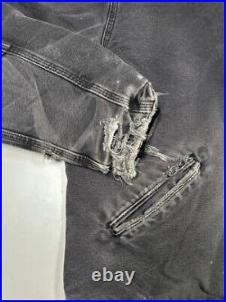 Vintage Carhartt Sherpa Lined Canvas Work Wear Hooded Detroit Jacket Size Large