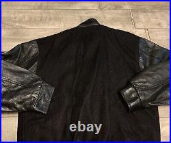 Vintage Chevy Car Club Black Leather Varsity Letterman Men's Jacket Coat Large