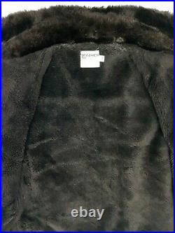 Vintage Cognac Leather Sherpa Lined Collar Flight Bomber Jacket Size 38