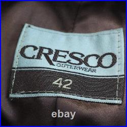 Vintage Cresco Men's Brown Leather Button Front with Belt Jacket Size 42 1970's
