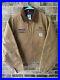 Vintage Custom Ebroidered Detroit Carhartt Jacket Size 48 Tall Kent Tan Lined