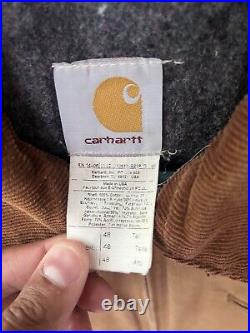 Vintage Custom Ebroidered Detroit Carhartt Jacket Size 48 Tall Kent Tan Lined