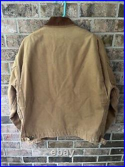 Vintage Custom Ebroidered Detroit Carhartt Jacket Size 48 Tall Kent Tan Lined