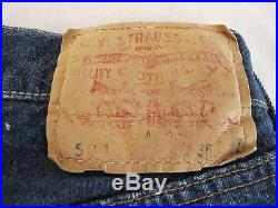 Vintage DARK LEVI'S BIG E 501 Denim Jeans, Single Stitch, Red Line W= 32 I = 28