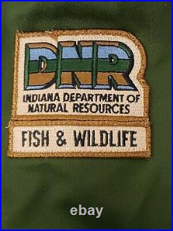 Vintage DNR Jacket Horace Small Men's Large Long GREEN Indiana Fish and Wildlife