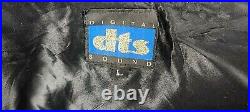 Vintage DTS Digital Sound Leather/Wool Stitched Logo Varsity Bomber Jacket Large