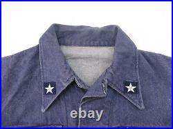 Vintage Denim Military Jacket Mens Size Small Blue Marina Militare French Navy