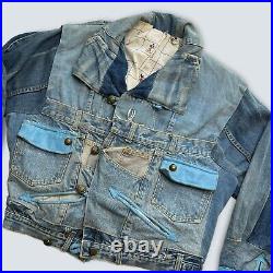 Vintage Denim Patchwork Jacket Made From Old Jeans Levi's Wrangler