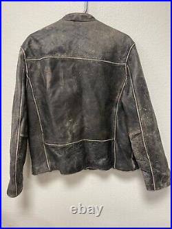 Vintage Distressed Leather Levis Motorcycle Jacket Size Large