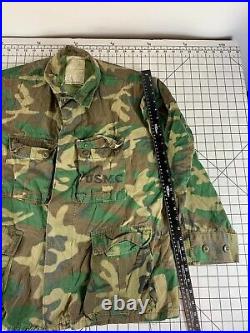 Vintage Distressed USMC Army Military Veitnam Field Coat Jacket Shirt Camo ERDL