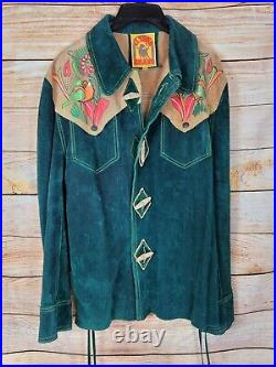 Vintage EL TORO BRAVO Suede Leather Hand Painted Jacket Size 44 Large