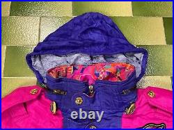Vintage Ellesse Multicolor Ski Jacket with Packable Hood Full-Zip Snap Fits L