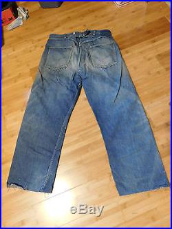 Vintage FOREMOST Buckle Back Denim Selvedge Jeans Donut Button Fly Crotch Rivet