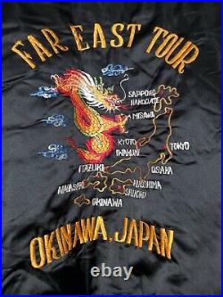 Vintage Far East Tour Okinawa Japan Jacket Embroidered Dragon Size XL