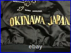 Vintage Far East Tour Okinawa Japan Souvenir Jacket Large L Patches Flag Satin L