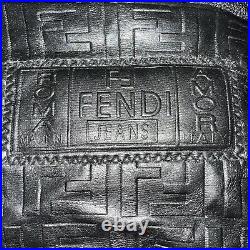 Vintage Fendi Jeans Roma Italy Men's 4XL All Over Print Logo Jacket